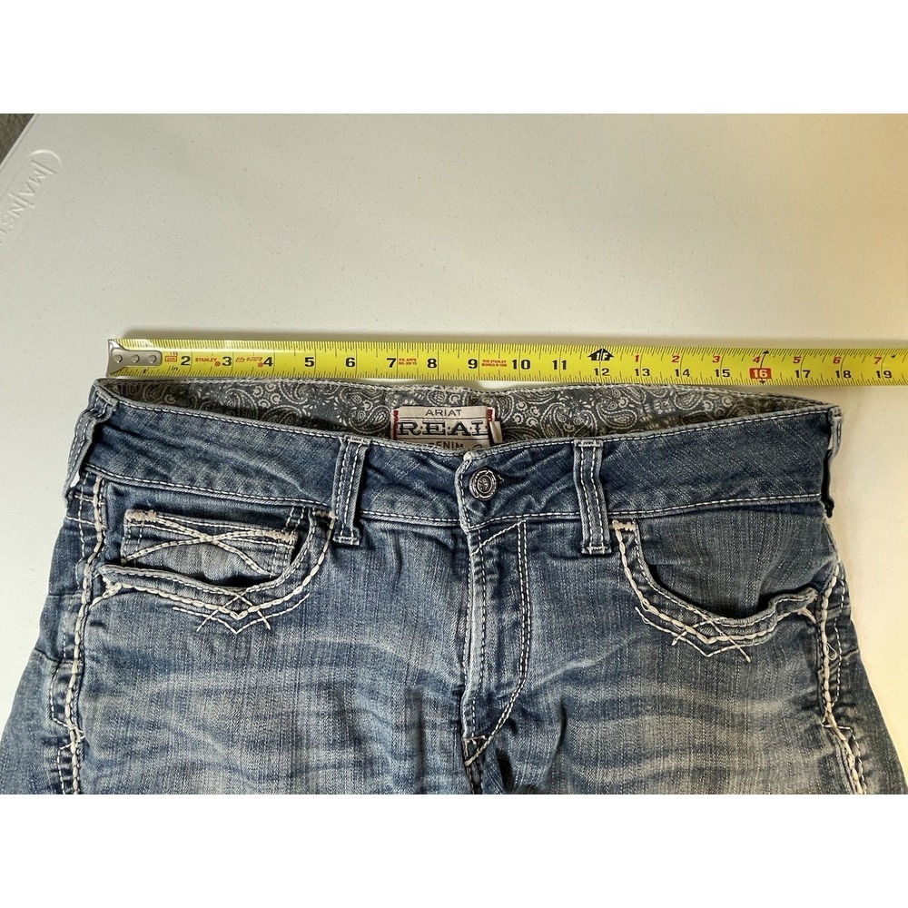 Ariat Blue Jean Shorts Women's 32 Distressed Cut Off Western Cowgirl Rodeo Jeans - Picture 5 of 7